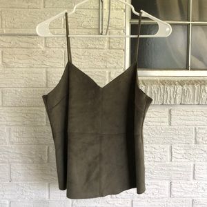 Naked Zebra Olive Green Suede Top